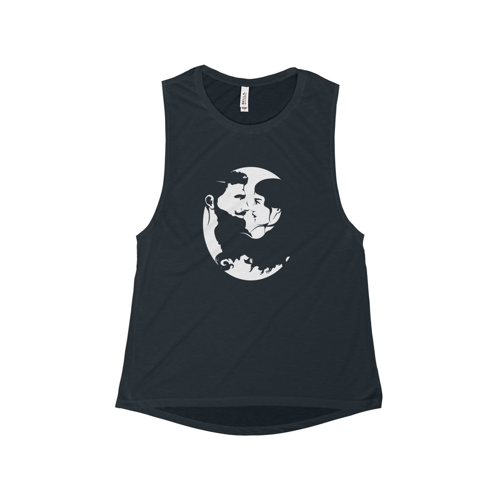 Women's Flowy Scoop Muscle Tank - White Logo - Beard and Lady