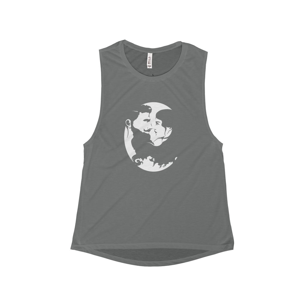 Women's Flowy Scoop Muscle Tank - White Logo - Beard and Lady