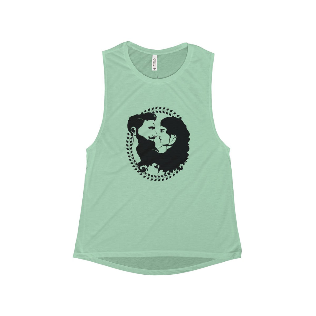 Women's Flowy Scoop Muscle Tank - Black Logo - Beard and Lady