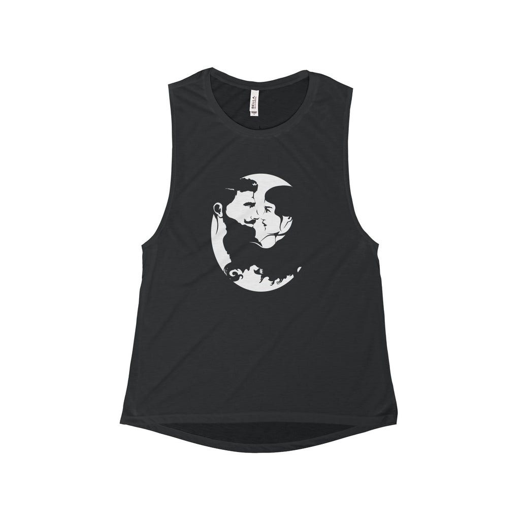 Women's Flowy Scoop Muscle Tank - White Logo - Beard and Lady