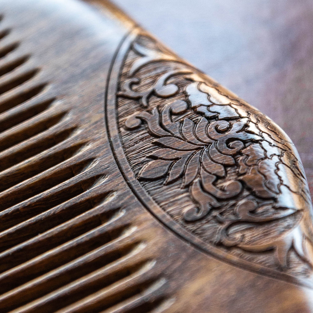 Wooden Hair Comb - Beard and Lady