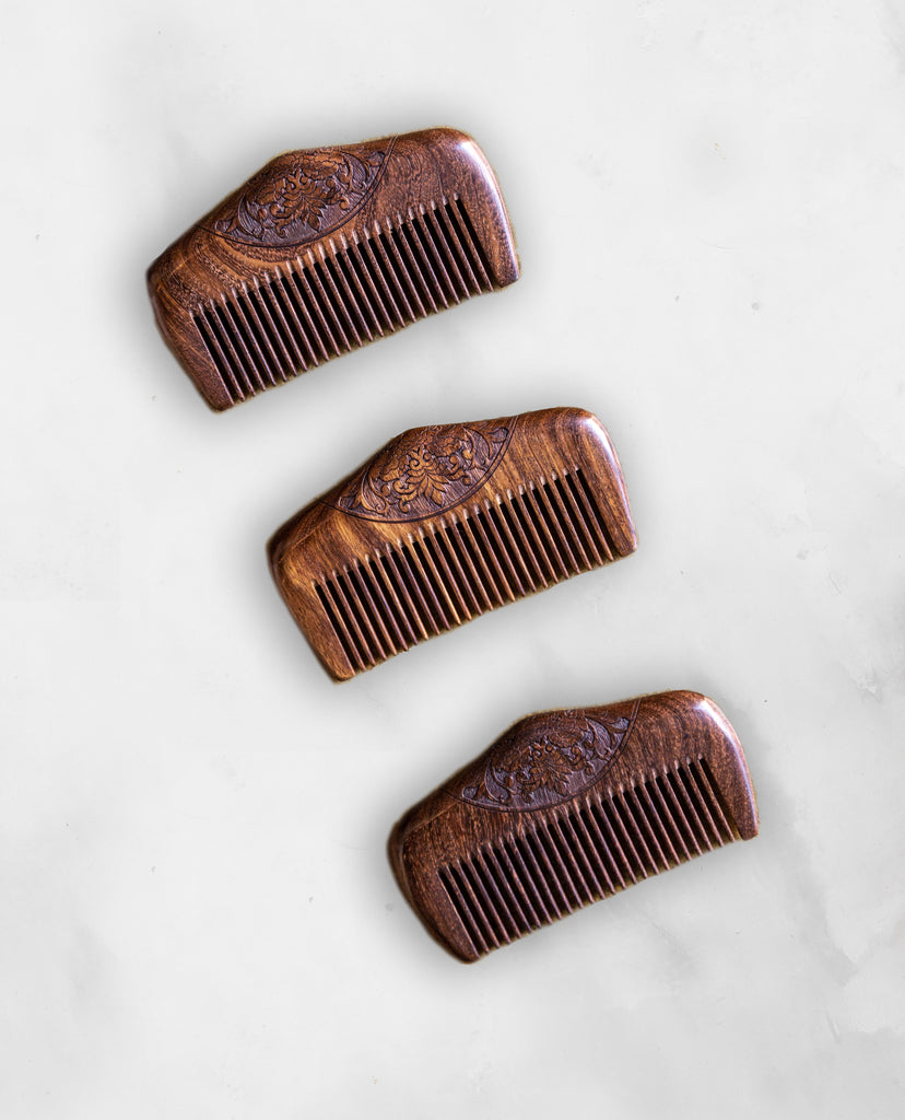 Wooden Hair Comb - Beard and Lady