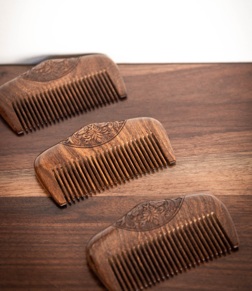 Wooden Hair Comb - Beard and Lady