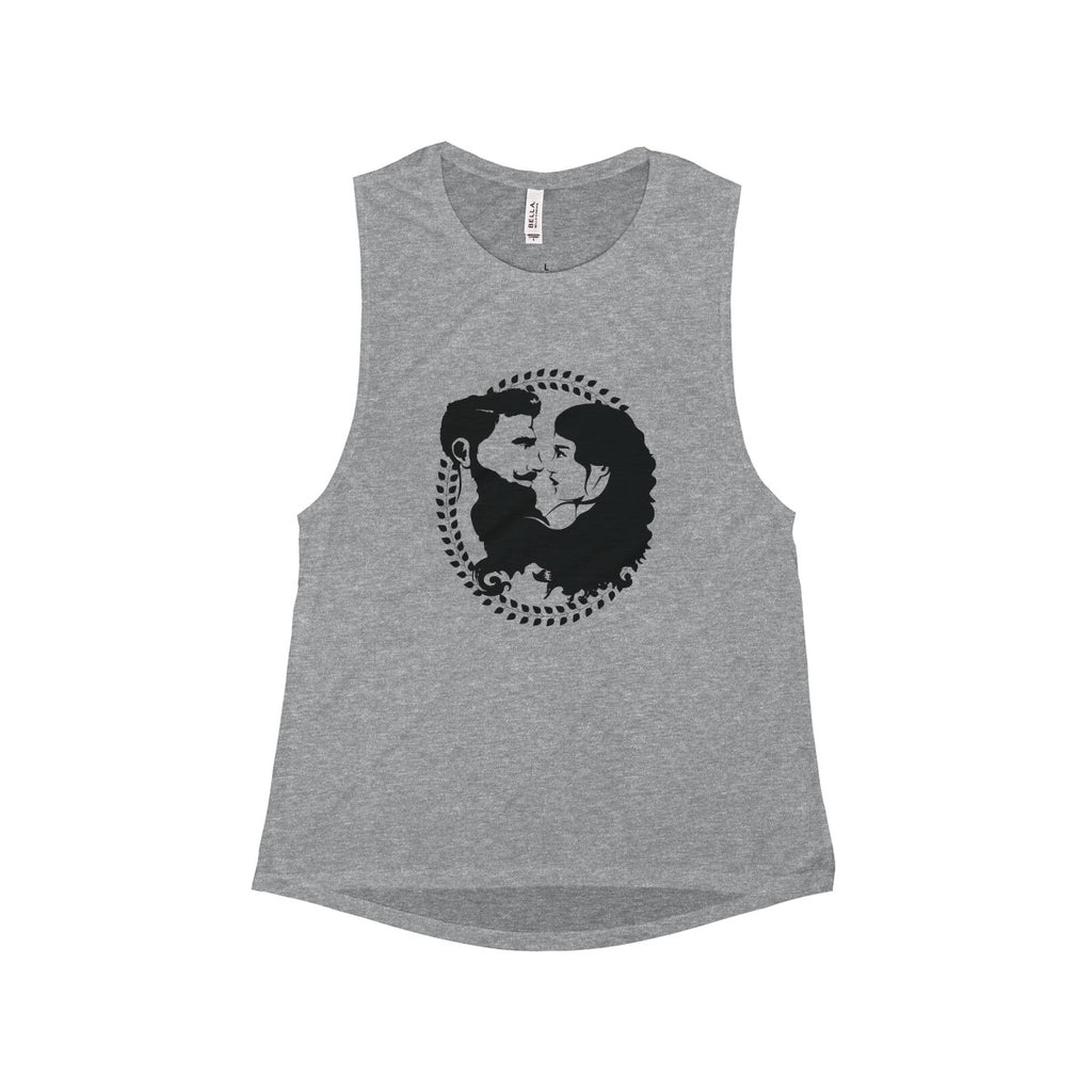 Women's Flowy Scoop Muscle Tank - Black Logo - Beard and Lady