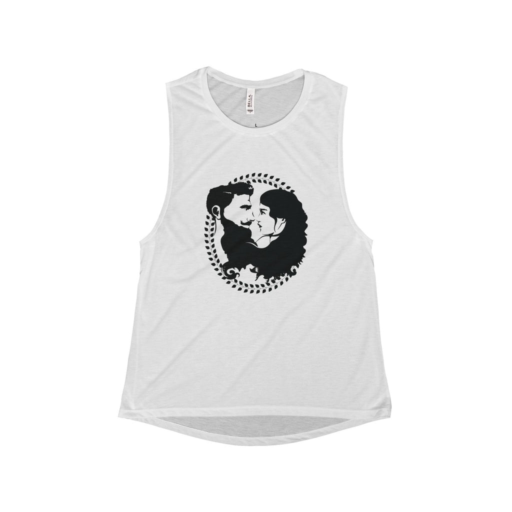 Women's Flowy Scoop Muscle Tank - Black Logo - Beard and Lady