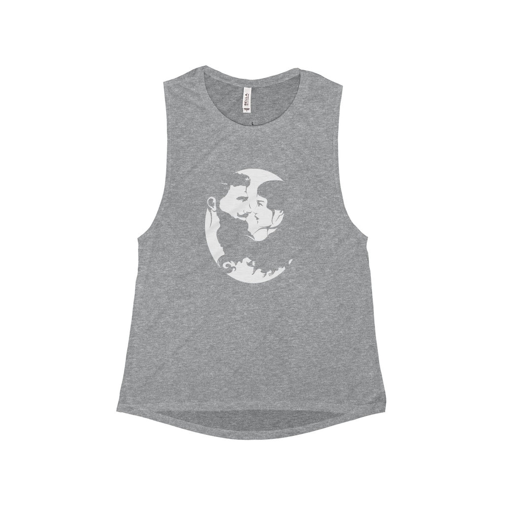 Women's Flowy Scoop Muscle Tank - White Logo - Beard and Lady