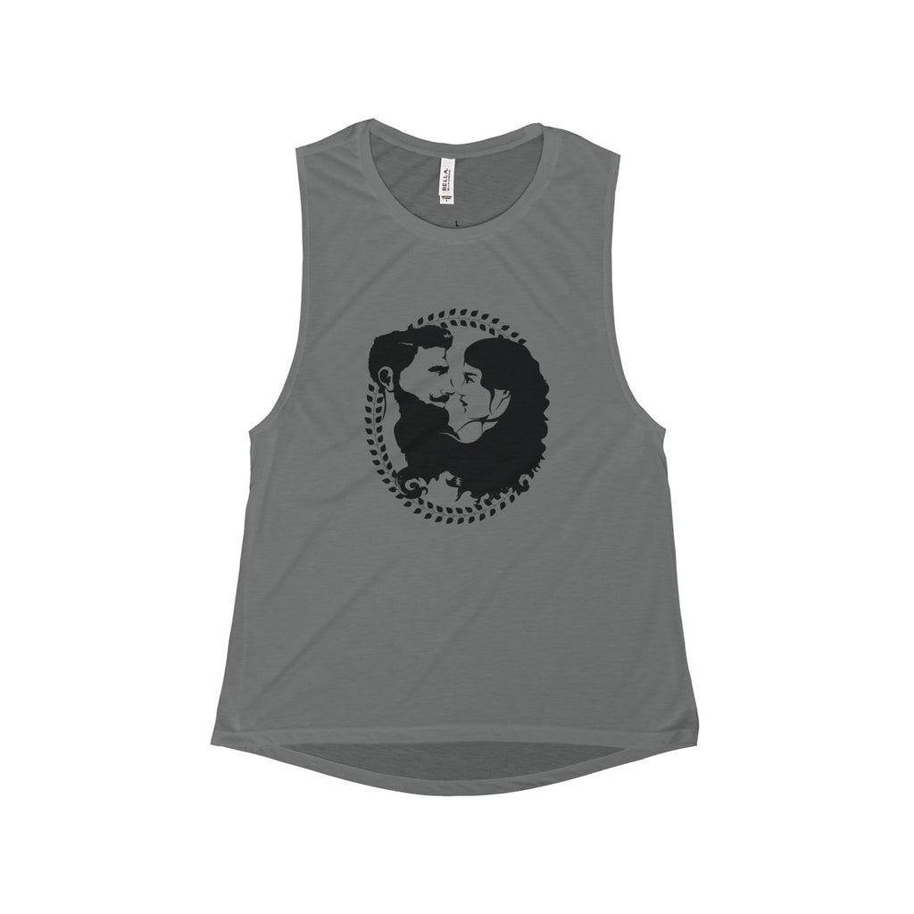 Women's Flowy Scoop Muscle Tank - Black Logo - Beard and Lady